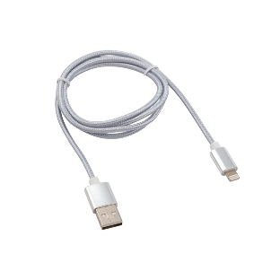 Кабель Rexant USB-Lightning 1 м, серебристая нейлоновая оплетка
