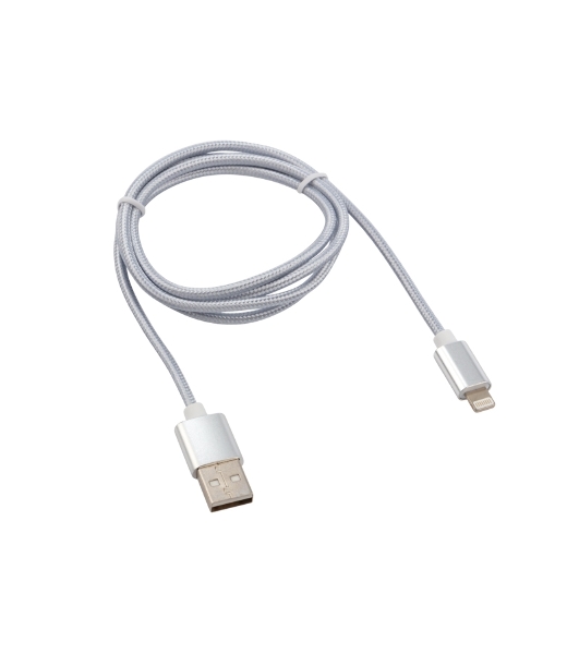 Кабель Rexant USB-Lightning 1 м, серебристая нейлоновая оплетка