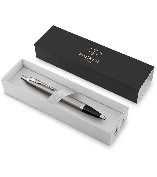 Ручка шариковая Parker IM Essential K319 (CW2143631) Brushed Metal CT, M, синие чернила, подарочная коробка