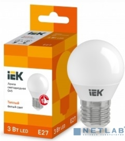 Лампа светодиодная LED 3Вт Е27 220В 3000К G45 шар LLE-G45-3-230-30-E27 IEK