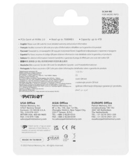 Накопитель SSD Patriot M.2 2280 1Tb P400VP1TbM28H
