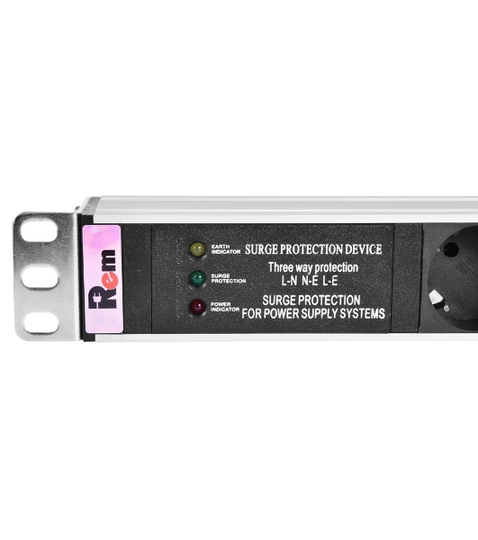 Блок розеток Rem-10 без шнура с фил. и инд., 7 Schuko, вход IEC 60320 C14, 10A, алюм., 19' (R-10-7S-FI-440-Z)