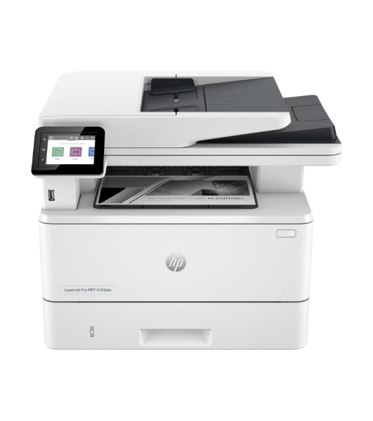 МФУ лазерное HP LaserJet Pro 4103dw (2Z627A), A4, ч/б, печ. до 40 стр/мин., скан. до 29 стр/мин. (ч/б) 20 стр/мин. (цвет), 1200 x 1200 dpi, USB, RJ-45, Wi-Fi, Air Print, Mopria