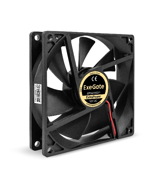 Вентилятор 12В DC ExeGate ExtraPower EP09225S2P (92x92x25 мм, Sleeve bearing (подшипник скольжения), 2pin, 2600RPM, 32dBA)