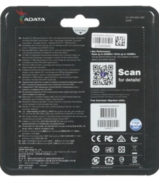 Накопитель SSD ADATA SU630, 240Gb, SATA III, 2.5', R/W 520/450