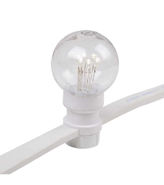 Гирлянда Neon-night LED Galaxy Bulb String 10м, белый каучук, 30 лампx6 LED белый, влагостойкая IP65