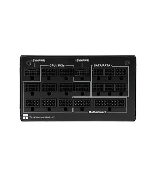 Блок питания Thermalright, 1350W 80+ Platinum (ATX, 3.0, PCIe 5.0, Full modular, 1x24(20+4)pin 600мм, 2xCPU 8(4+4)pin, 2xPCIe*2 8(6+2)pin, 2x12VHPWR PCIe 5.0 12+4pin 600мм, 6xSATA, 5xMOLEX4pin, Active, 120x120мм, 170x150x86мм, OPP, OVP, OTP, OCP, SCP, черный)