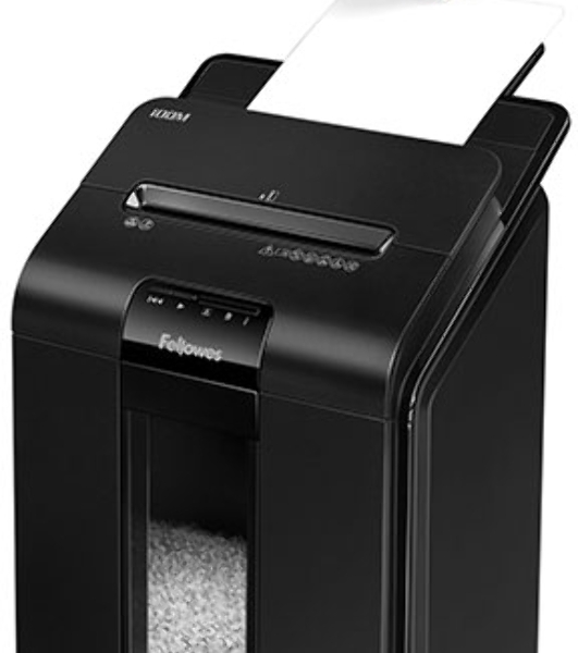 Шредер Fellowes AutoMax 100M (секр.P-4)/фрагменты/100лист./23лтр./скрепки/скобы/пл.карты