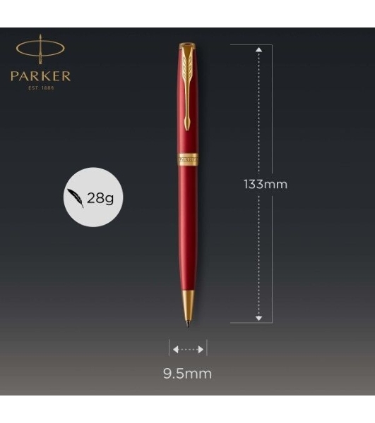 Ручка шариковая Parker Sonnet Core K539 (CW1931476) LaqRed GT M, черные чернила, подарочная коробка