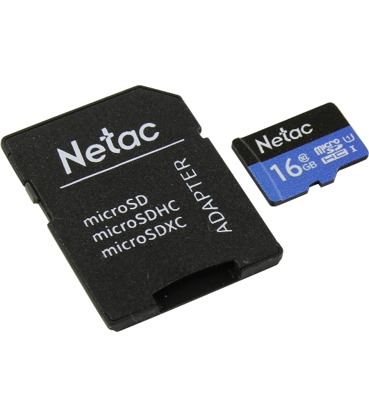 Флеш карта microSDHC 16Gb Netac P500 NT02P500STN-016G-R (с SD адаптером) 80Mb/s