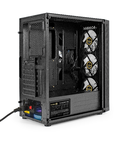Компьютерный корпус Miditower ExeGate EVO-5001A-EVO800 (ATX, БП EVO800RGb с вент. 12 см, 2хUSB+1хUSB 3.0+HD Audio, черный, 3 вент.12см с RGb подсветкой, боковая панель - закаленное стекло)
