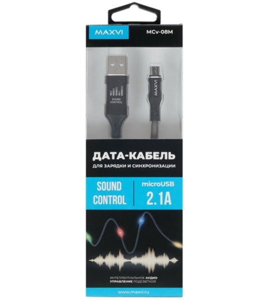 Кабель Maxvi MC-01F black USB-A - microUSB, 2A Плоский кабель, ток макс. нагрузки 2А, макс. напряжение 5V; стандарт USB 2.0; длина 1м, материал PVC, черный