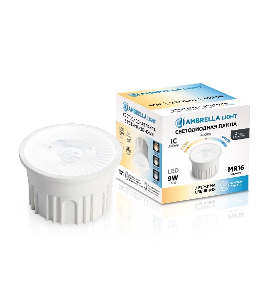 Лампа светодиодная 212601 LED MR16-PR 9W IC 220-240V 38° 6400K 4000K 2700K CCT Memory