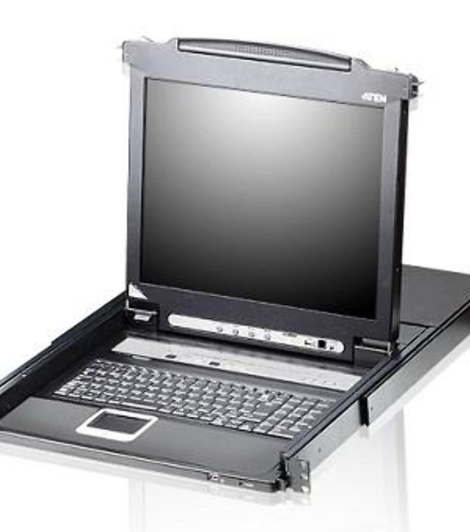 Переключатель KVM ATEN LCD 17' => 8 cpu PS2/USB+VGA, с KVM-шнурами PS2 1х1.8м.;USB 1x1.8м., 1280x1024, 1U 19', исп.спец.шнуры (CL5708M-AT-RG)