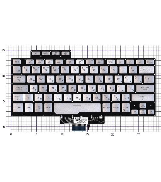 Клавиатура для ноутбука Asus ROG Zephyrus G14 GA401 серебристая c подсветкой маленький энтер