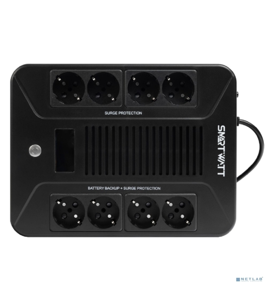 Источник бесперебойного питания SMARTWATT UPS SAFE PRO LCD 600 Line-interactive 600VA/360W Brick (Euro x8, USB, RJ11/RJ45 protection, LCD, 275x210x9