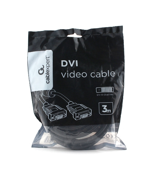 Кабель DVI-D dual link Cablexpert CC-DVI2L-BK-10, 25M/25M, 3.0м, CCS, черный, экран, феррит.кольца, пакет