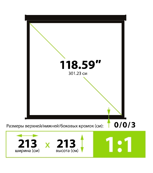 Экран Cactus 213x213см Wallscreen CS-PSW-213X213-BK 1:1 настенно-потолочный рулонный черный
