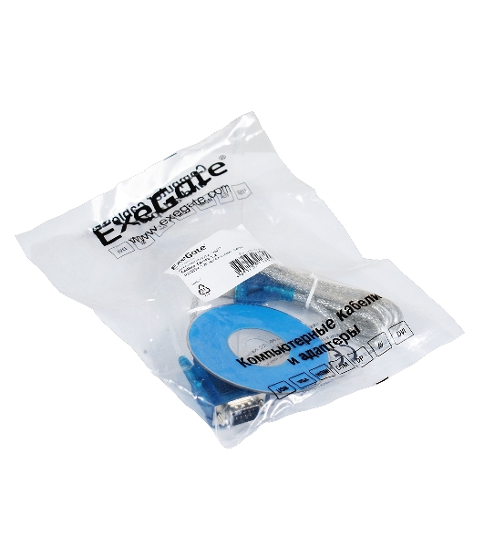 Кабель-адаптер ExeGate EX284950RUS USB 2.0-RS232 ExeGate EX-UAS-0.8 (Am/DB9M, 0,8м, крепеж разъема - винты)