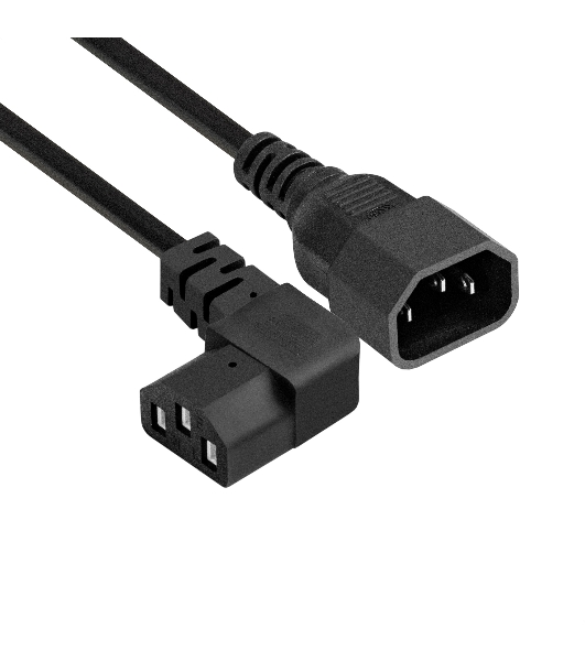 Кабель питания ExeGate Power EC-1P (C13 угловой->C14, VDE-250V-3*0.75мм2, медь, черный, 10A, 1м)