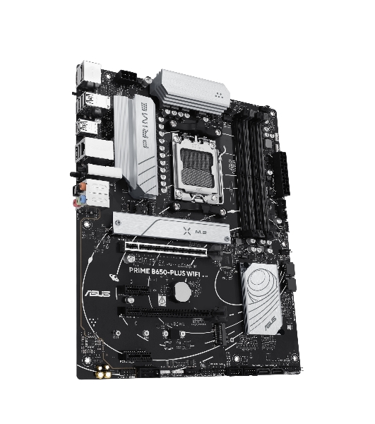 Материнская плата ASUS PRIME B650-PLUS WIFI, AM5, AMD B650, 4xDDR5, 4xSATA, 2xM.2, 1xPCIe 4.0 x16, 2xPCIe 4.0 x1, 1xDP, 1xHDMI, 1x2.5Gb LAN, Wi-Fi 6E, Bluetooth 5.3, 4xUSB-A 10Gbps, 2xUSB-A 5Gbps, 2xUSB-A 2.0, 5x3.5 мм, 7.1, ATX