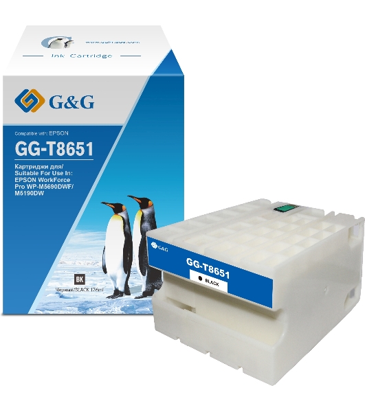 Картридж струйный G&G GG-C13T865140 T8651 черный (176мл) для Epson WorkForce Pro WF-M5690DWF/M5190DW
