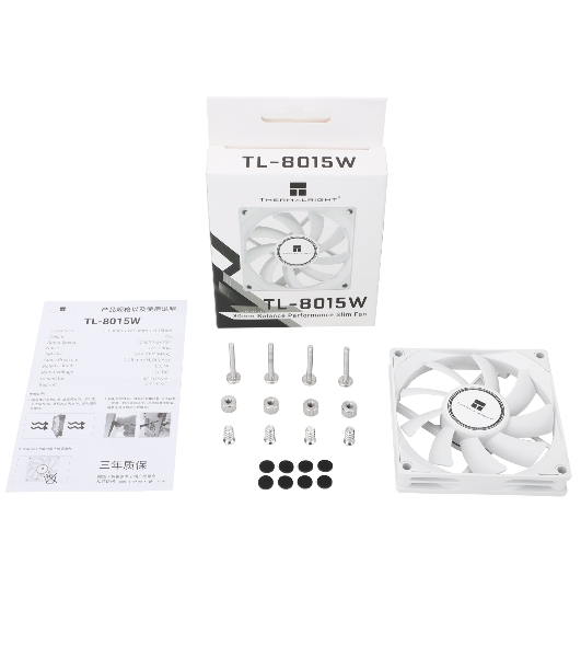 Вентилятор корпусный Thermalright TL-8015W (80x80x15mm, 4-pin PWM, 28.4CFM, 23.3dBA, 2200RPM, White)