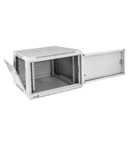 Шкаф телекоммуникационный 19' настенный 6U ExeGate EC-WM-6U.450.M.GREY (19', 6U, 600x450x370 мм (ШхГхВ), передняя дверь металл, съемные боковые панели, пыле- и влагозащита IP23, светло-серый RAL 7035)
