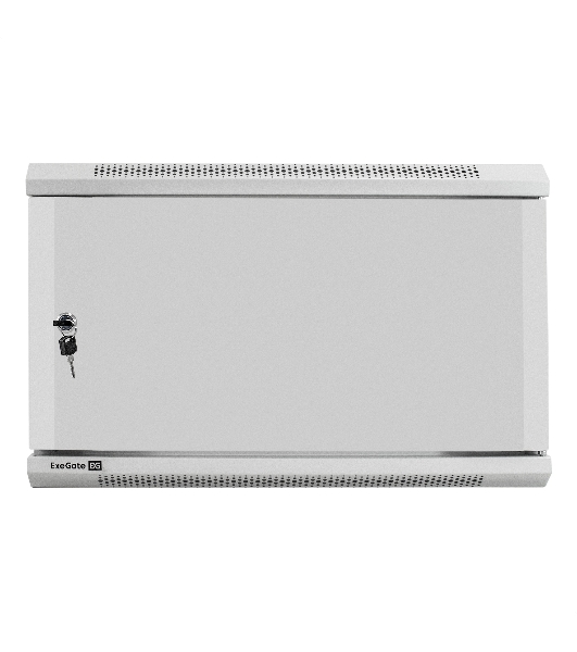Шкаф телекоммуникационный 19' настенный 6U ExeGate EC-WM-6U.450.M.GREY (19', 6U, 600x450x370 мм (ШхГхВ), передняя дверь металл, съемные боковые панели, пыле- и влагозащита IP23, светло-серый RAL 7035)