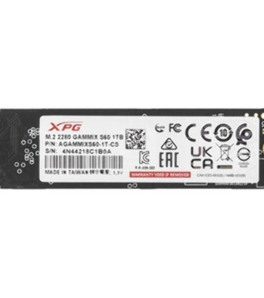 Накопитель SSD ADATA XPG GAMMIX S60, 1Tb, PCIe 4.0 x4, M.2 2280, NVMe, R/W 5000/3200, с радиатором