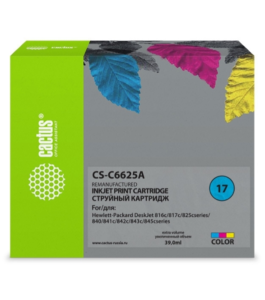 Картридж струйный Cactus CS-C6625A №17 цветной (480 стр., 39 мл.) для HP DJ 816c/817/825/840/841c/842c/843c/845c