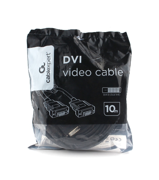 Кабель DVI-D dual link Cablexpert CC-DVI2L-BK-10M, 25M/25M, 10м, черный, экран, феррит.кольца, пакет