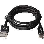 Кабель Qumo Type-С кабель, 1м, USB 2.0, 5В, 2А, 10Вт, PVC оплетка, PVC molded коннектор, черный, фото 1