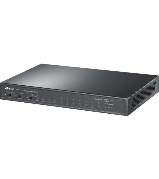 Настольный коммутатор TP-Link TL-SL1311P, 8 портов 10/100 Мбит/с с поддержкой PoE+, 2 гигабитных порта без поддержки PoE, 1 порт SFP, 802.3af/at, бюджет PoE — 65 Вт, стальной корпус