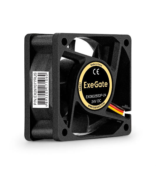 Вентилятор для корпуса ExeGate EX06025S3P-24 черный, 60 мм, 5000 об/мин, 34.5 дБ, 3 pin