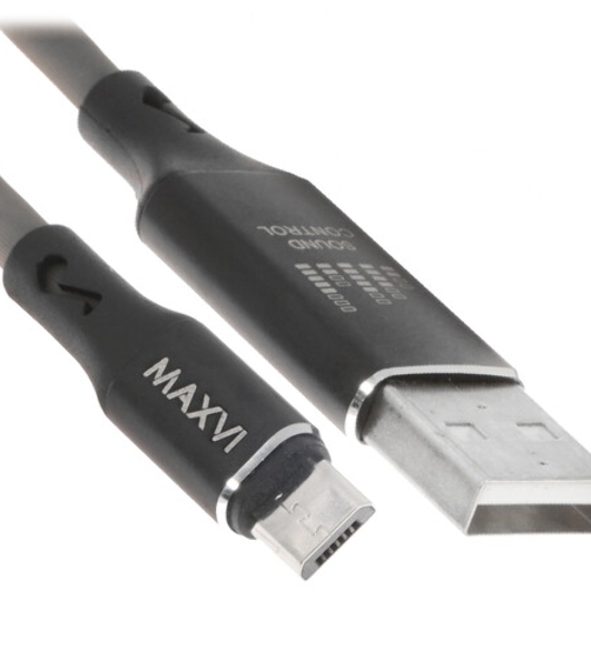 Кабель Maxvi MC-01F black USB-A - microUSB, 2A Плоский кабель, ток макс. нагрузки 2А, макс. напряжение 5V; стандарт USB 2.0; длина 1м, материал PVC, черный