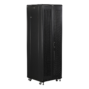 Шкаф коммутационный Lanmaster (TWT-CBB-42U-6X10-G1) напольный 42U 600x1000 мм пер. дв. стекл задн. дв. спл. стал. лист 2-хст. 2 бок. пан. 800 кг черный IP20