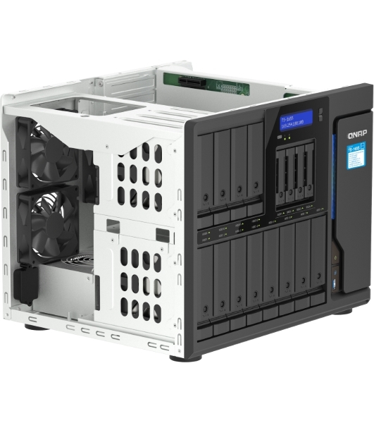 Сетевое хранилище SMB QNAP TS-1655-8G NAS 16-Bay (12x 3.5'/2.5' HDD/SSD bays + 4x 2.5' SSD bays + 2x M.2 2280 SATA slots), Intel Atom C5125 8-core processor, 2.8GHz, 8 Gb DDR4 (1 x 8 GB) up to 128 Gb (4 x 32 GB), 2x 2.5 GbE BASE-T
