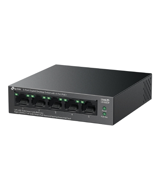 Коммутатор настольный TP-Link LS105GP с 5 гигабитными портами (4 порта PoE+)