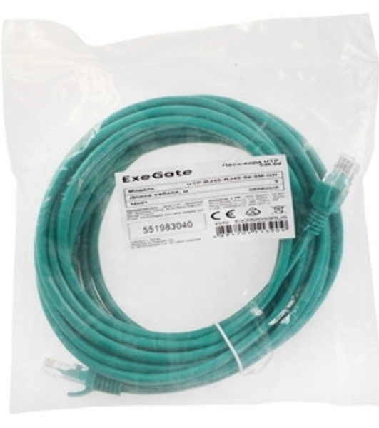 Патч-корд ExeGate UTP-RJ45-RJ45-5e-5M-GN, UTP, cat.5e, 5м, зеленый