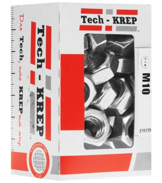 Гайка Tech-Krep DIN934 шестигранная оцинк. М10 (50 шт) - коробка с ок. 105249