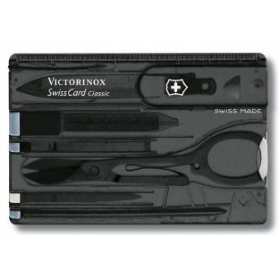 Швейцарская карта Victorinox SwissCard Classic (0.7133.T3) черный полупрозрачный коробка подарочная