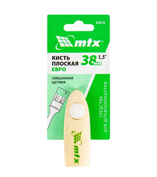 Кисть плоская 'Евро' 1.5', смешанная щетина, деревянная рукоятка MTX