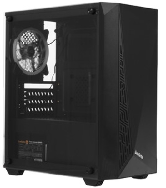 Компьютерный корпус Minitower ExeGate Mistery R2-NPX600 (mATX, БП 600NPX с вент. 12 см, 2*USB+1*USB 3.0, аудио, черный, 1 вент. 12см с RGb подсветкой и полоса на передней панели, боковая панель - закаленное стекло)