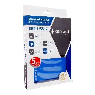 Внешний корпус 2.5' Gembird EE2-U3S-2-B, синий, USB 3.0, SATA, металл