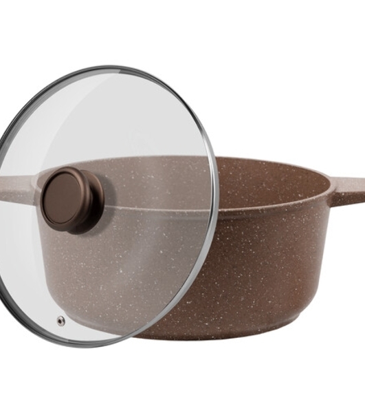 Кастрюля Maunfeld CARMEL MF22CRM01CR, 22 см, 3 л из литого алюминия со стеклянной крышкой