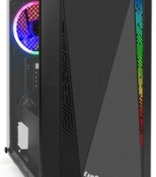 Компьютерный корпус Minitower ExeGate Mistery R2-NPX600 (mATX, БП 600NPX с вент. 12 см, 2*USB+1*USB 3.0, аудио, черный, 1 вент. 12см с RGb подсветкой и полоса на передней панели, боковая панель - закаленное стекло)