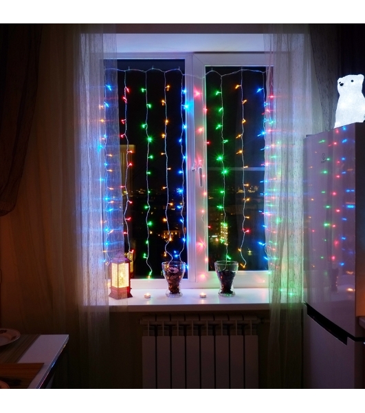 Гирлянда Neon-night 'Светодиодный Дождь' 2*3 м, свечение с динамикой, прозрачный провод, 230 В, диоды Мультиколор
