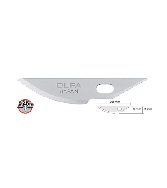 Лезвия Olfa OL-KB4-R/5 закругленные для ножа AK-4, 6(8)х38х0,45 мм, 5 шт
