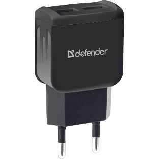 Сетевой адаптер Defender 2xUSB, 5V/2.1А, черный, пакет (EPA-13)